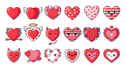 Hearts love valentine's day romance cute kawaii cartoon illustration graphic design clip art decorative holiday celebration cheerful playful whimsical adorable sweet lovely passion affection friendshi