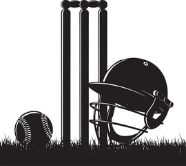 Cricket Championship Logo &ndash; Ball, Wicket & Helmet Sports Design