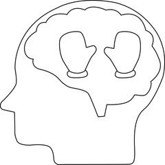 line icon of human brain head and glove icon