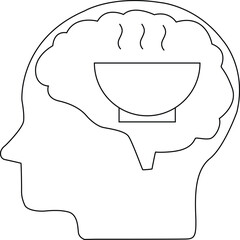 line icon of human brain head and smoking bowl icon