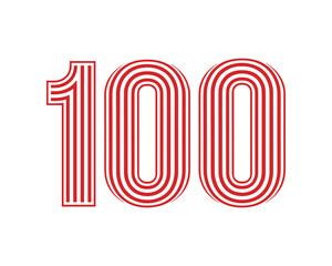 Number 100 Red Stripes Design