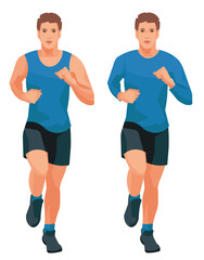 Two Isolated Training Runner Figures in Blue Seasonal Sportswear