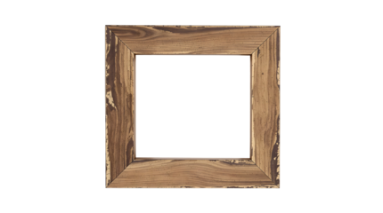 Wooden picture frame square transparent background