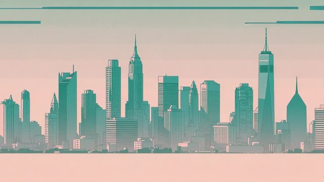 New York City Skyline Silhouette Art.