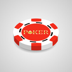 Three-dimensional isometric poker chip. Vector illustration.