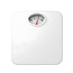 White bathroom scale isolated on transparent background for health and fitness