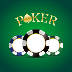 Round poker chips. Casino banner, poker. Vector illustration.