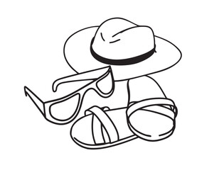 Hat, glasses and flaps. Summer motif