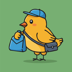 Cute Delivery Bird Vector Illustration