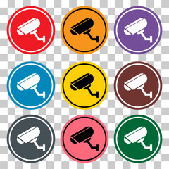 Set of closed circuit television camera icon, CCTV video protection, vector illustration .