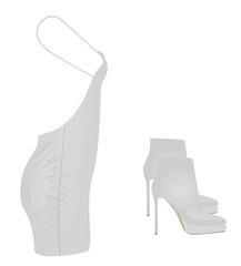 Grey mini skirt dress. vector	
