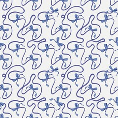  A seamless pattern with blue bows on ribbon. It will look great on both gift wrap and children's clothing.