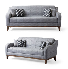 Sofa in different angles isolated on white background