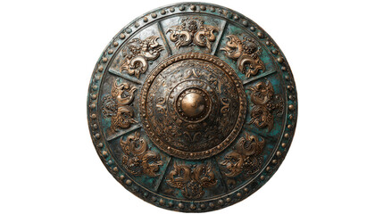 Fototapeta premium Han Dynasty war shield background isolated on a Transparent background, PNG file.