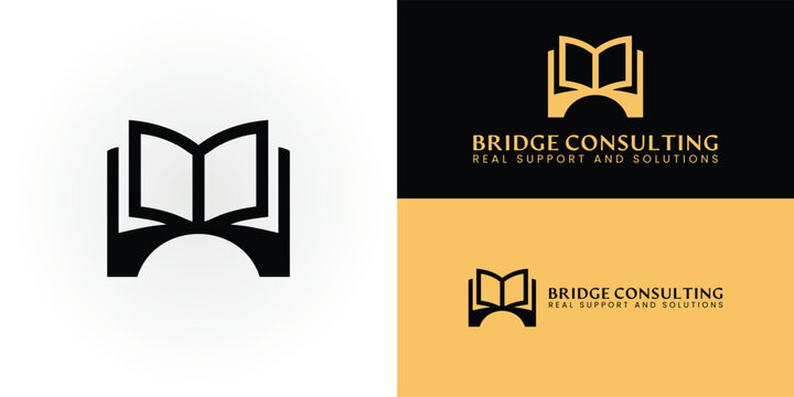 The logo of a culture consulting firm illustrates an open book as a bridge. This design elegantly symbolizes how knowledge leads to progress, culture, and community organizations through transitions.