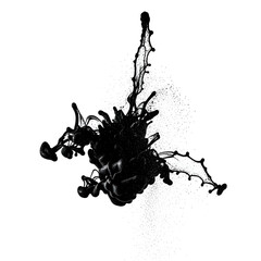 Obraz premium Abstract monochrome composition of ink splatter and particle burst