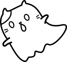 line art halloween doodle cat ghost 