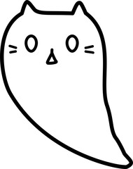 line art halloween doodle cat ghost 