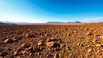 Arid Hamada Landscape, Rocky Desert Plateau, Extreme Climate Geology, Desolate Stone Terrain, Vast Empty Wilderness, Southwest USA Scenery, Sun-Drenched Rocky Panorama.