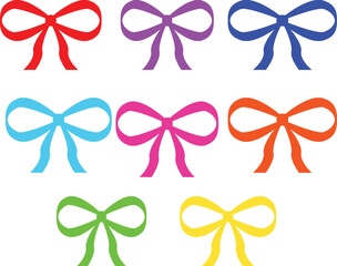 Set of colorful bow illustrations simple vector design elements for decoration isolated on white background