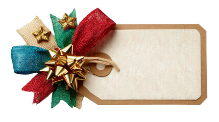 Holiday gift tag background isolated on a Transparent background, PNG file.