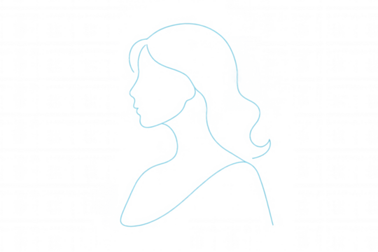 Woman line art creating profile illustration. Minimalist drawing depicting female head and body contour