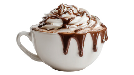 Hot chocolate mug background isolated on a Transparent background, PNG file.