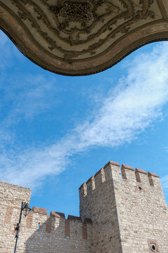 The extierior and entrance to the Sultan Ahmet Camii or Sultanahmet mosquer and park in Istanbul, with historic walls