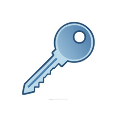 Blue metal key icon illustration safety and security symbol for opening doors and starting vehicles