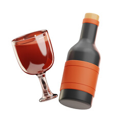 Wine Bottle and Glass Replica