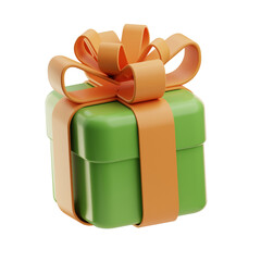Green Gift Box with Ribbon
