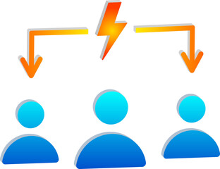 3D Cyan Blue and Orange Teamwork Power Icon Isolated on Transparent Background