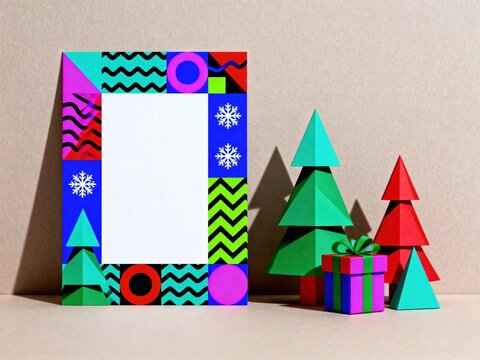 Colorful Holiday Frame and Decorations