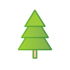 Obraz premium Stylized Green Evergreen Tree Icon Illustration for Winter Holiday or Forest Scenery Creative Design