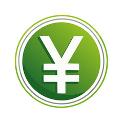 Fototapeta premium Green circle icon with a white Japanese Yen symbol inside