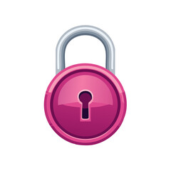 Glossy pink round padlock with a metallic shackle representing security, love, privacy, and secrets
