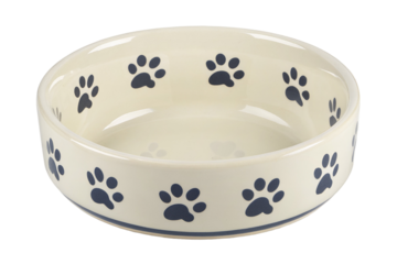 Cute ceramic pet bowl with paw prints perfect for dog or cat food and water