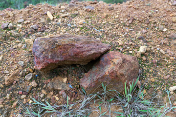 A rock is on the ground