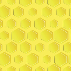 Seamless hexagon pattern with honeycomb. Vector illustration, geometric texture. Design for invitation, cards, textile, fabric. Doodle style.