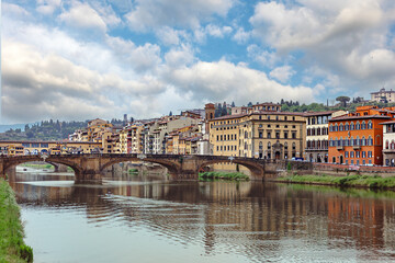 Santa Trinita (Holy Trinity) is a stone arched bridge over the Arno River in Florence, region of Tuscany, Italy.