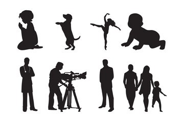 Family, Children, and Professional Silhouettes Vector Collection