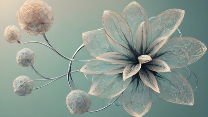 Futuristic creative abstract  flower illustration as beauty innovation concept. AI generated image, ai