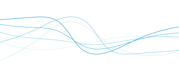 Vector abstract blue flowing wave lines on white background