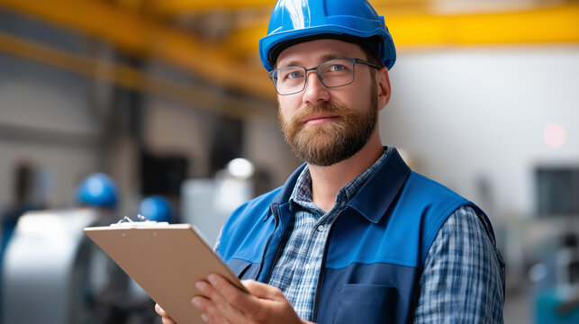 A supervisor walks manufacturing floor with clipboard checking quality metrics stopping to discuss production details with line workers at assembly station floor management - Powered by Adobe