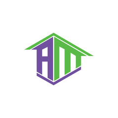 Initials letter AM home, real estate and property business logo design.