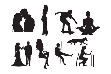 Romance and Lifestyle Silhouette Icons