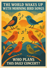 Sufi-Inspired Poster Depicting Sunrise and Birdsong as Divine Signs Saying Hello Through Creation’s Language