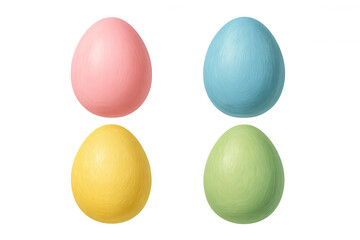 Painted easter eggs in pastel colors, celebrating spring and holiday traditions, transparent background