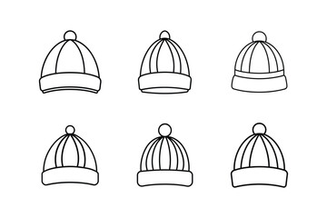beanie knit icon line art vector illustration