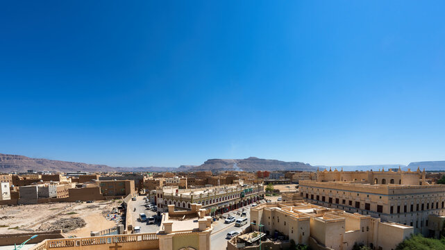 Panoramic cityscape of Tarim, Yemen